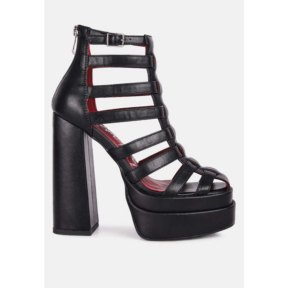 Rielle High Platfrom Cage Boot Sandals - Picture 1 of 5